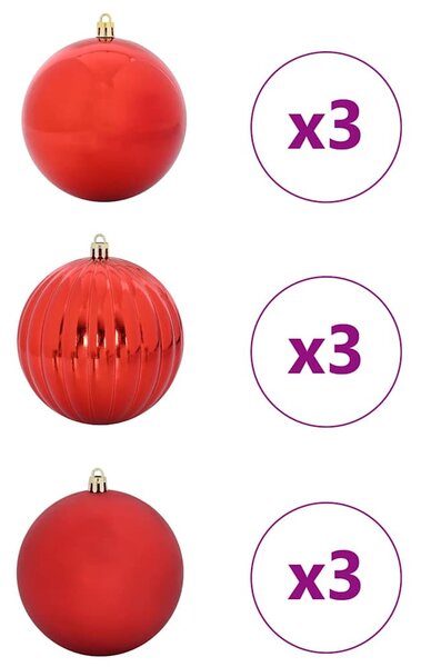 Karácsonyi Díszszett XL 9 db Piros Ø 15 cm Műanyag