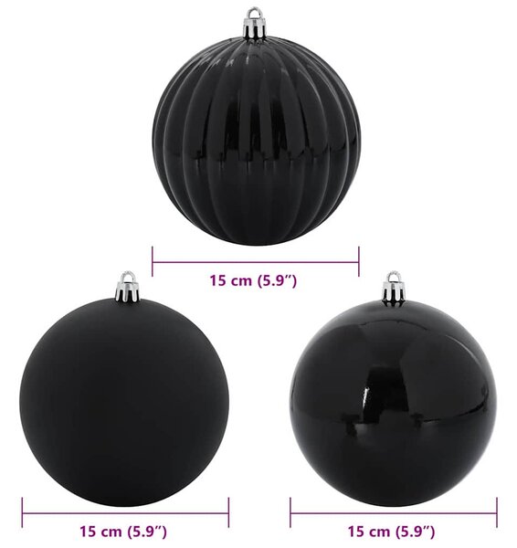Karácsonyi Díszszett XL 9 db Fekete Ø 15 cm Műanyag