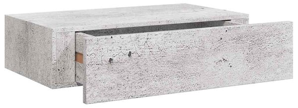 2 db betonszürke MDF falra szerelhető fiókos polc 40x23,5x10 cm