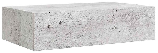 2 db betonszürke MDF falra szerelhető fiókos polc 40x23,5x10 cm