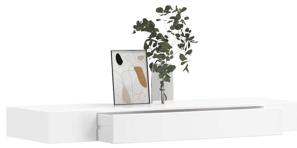 2 db fehér lebegő fali polc fiókkal 80 cm