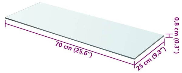 70x25 cm átlátszó panel üvegpolc