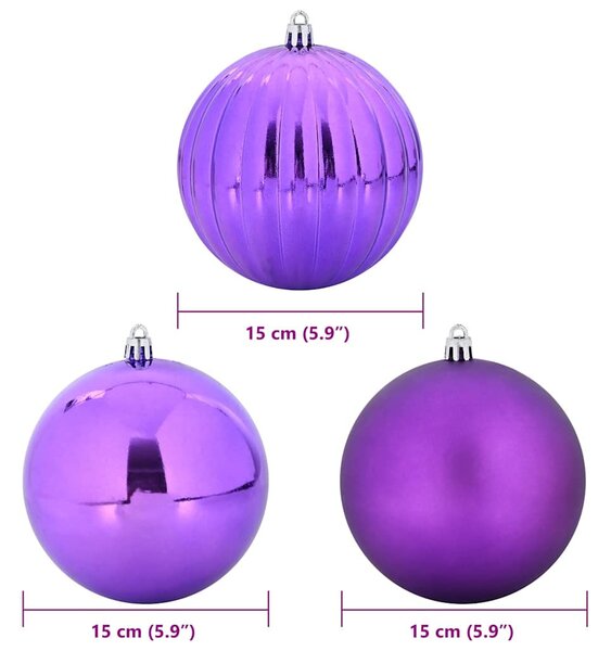 Karácsonyi Díszszett XL 9 db Lila Ø 15 cm Műanyag
