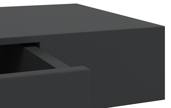 Fekete lebegő fali polc fiókkal 80 x 25 x 8 cm