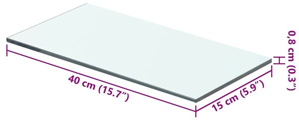 40x15 cm átlátszó panel üvegpolc