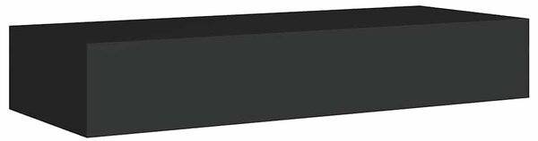 Fekete MDF falra szerelhető fiókos polc 60 x 23,5 x 10 cm