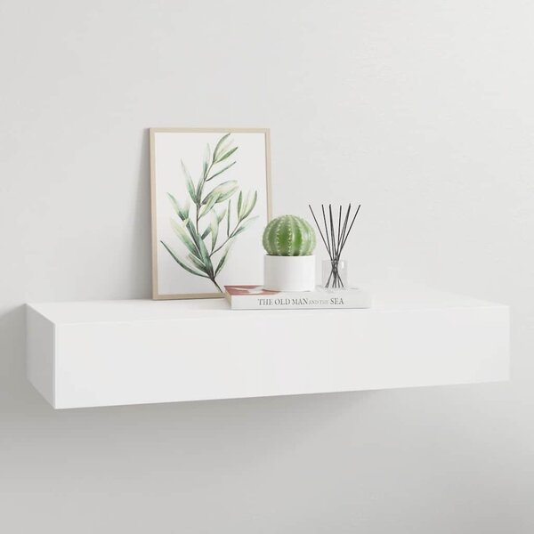 Fehér MDF falra szerelhető fiókos polc 60 x 23,5 x 10 cm