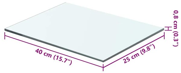 2 db átlátszó üveg paneles polc 40 x 25 cm