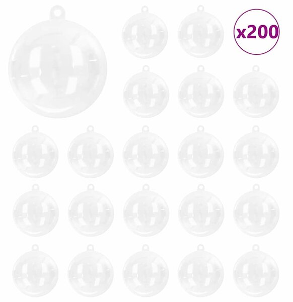 Karácsonyi Díszgömb Készlet 200 db Átlátszó Ø 5 cm Műanyag