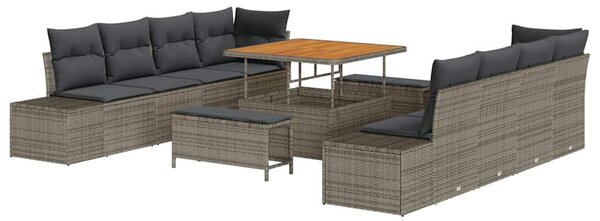 Kerti Kanapé Szett párnával tárolóval 11 pcs Szürke Poli rattan