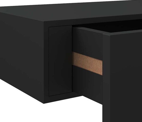 Fekete falra szerelhető fiókos polc 40 x 23,5 x 10 cm