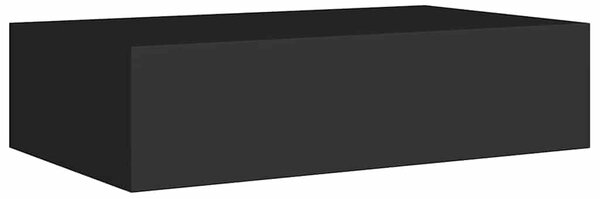 Fekete falra szerelhető fiókos polc 40 x 23,5 x 10 cm