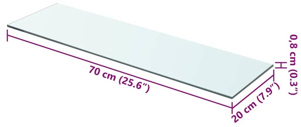 2 db átlátszó üveg paneles polc 70 x 20 cm