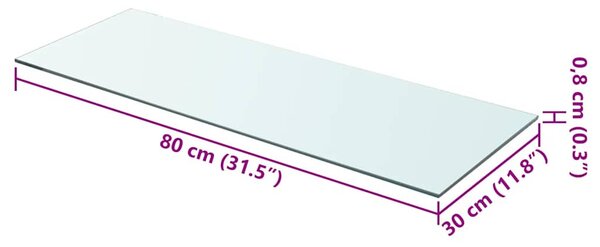 2 db átlátszó üveg paneles polc 80 x 30 cm