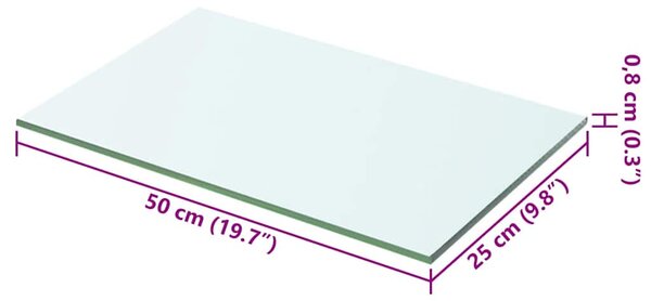 2 db átlátszó üveg paneles polc 50 x 25 cm
