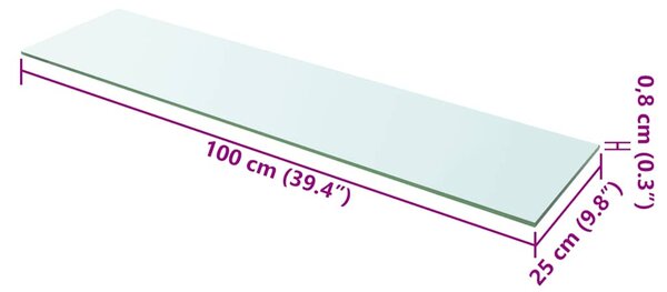 100x25 cm átlátszó panel üvegpolc