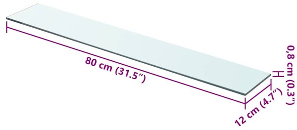 80 x12 cm átlátszó panel üvegpolc