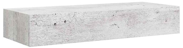Betonszürke MDF falra szerelhető fiókos polc 60 x 23,5 x 10 cm
