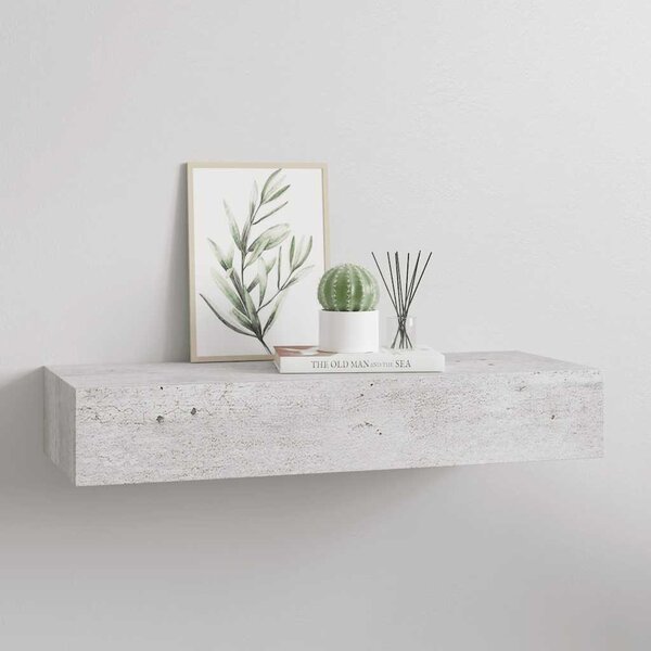 Betonszürke MDF falra szerelhető fiókos polc 60 x 23,5 x 10 cm