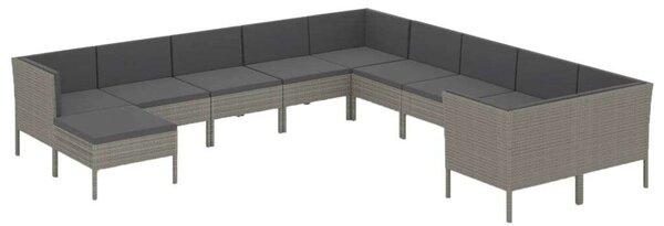 Polyrattan Kerti Ülőgarnitúra - 11 részes - Szürke