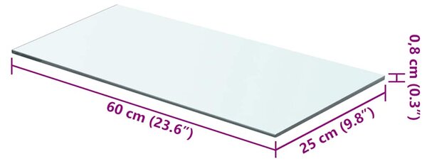 2 db átlátszó üveg paneles polc 60 x 25 cm