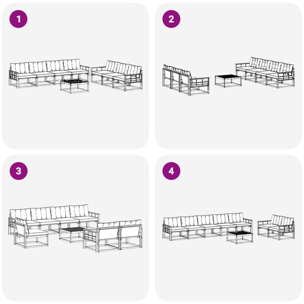 Kültéri kanapé szett párnával 8 pcs Természetes és bézs