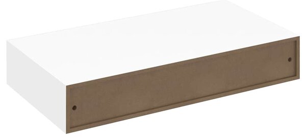 2 db fehér lebegő fali polc fiókkal 48 cm