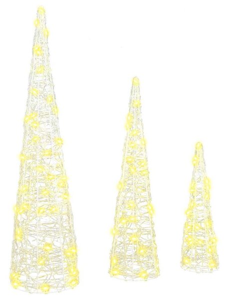 Karácsonyfa 3 db 90 LED Meleg fehér 20 x 20 x 80 cm Akril