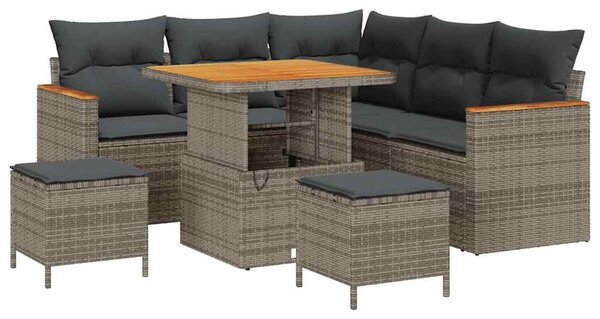 Kerti Kanapé Szett párnával 8 pcs Szürke Poli rattan