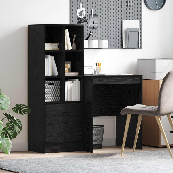 Asztal fiókkal polcokkal tárolóval 2 pcs Fekete tölgy