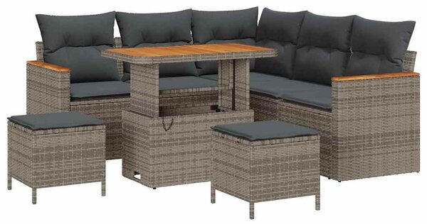 Kerti Kanapé Szett párnával 8 pcs Szürke Poli rattan