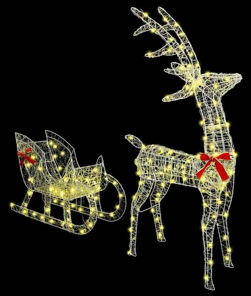 Rénszarvas húzta szán Meleg fehér 70 x 24 x 128 cm Akril