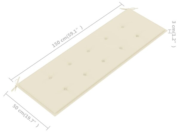 3 személyes tömör eukaliptuszfa kerti pad párnával 150 cm