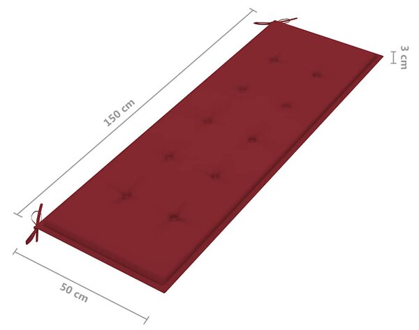 3 személyes tömör eukaliptuszfa kerti pad párnával 150 cm