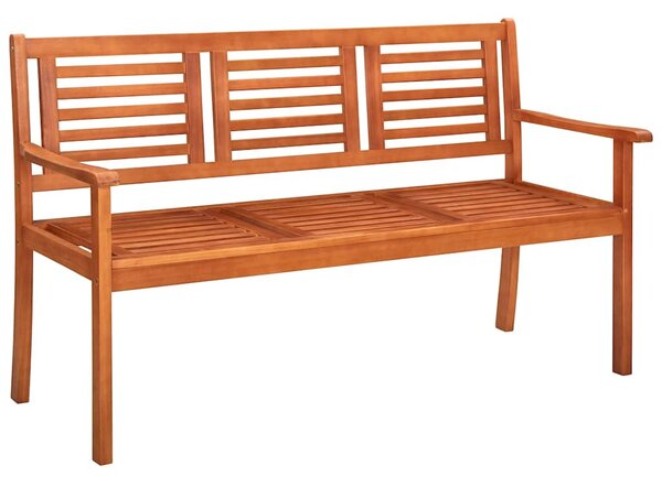 3 személyes tömör eukaliptuszfa kerti pad párnával 150 cm