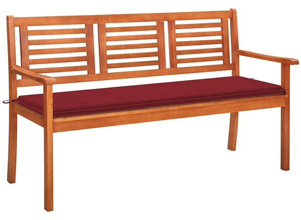 3 személyes tömör eukaliptuszfa kerti pad párnával 150 cm