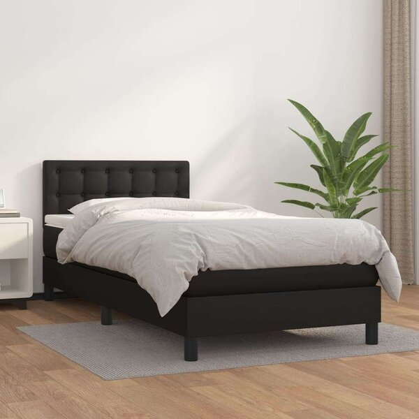 HomeComfort - Fekete Műbőr Ágy Matraccal - 90x190 cm