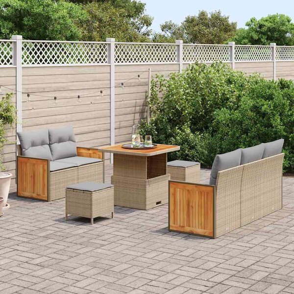 Kerti Kanapé Szett 10 pcs Beige és Világosszürke polirattan
