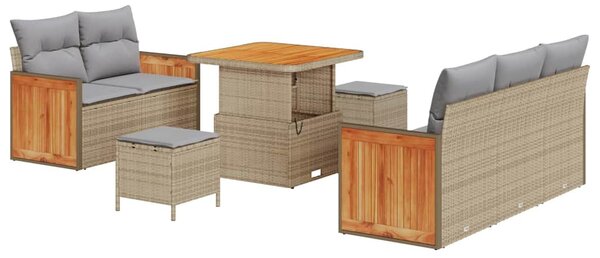 Kerti Kanapé Szett 10 pcs Beige és Világosszürke polirattan
