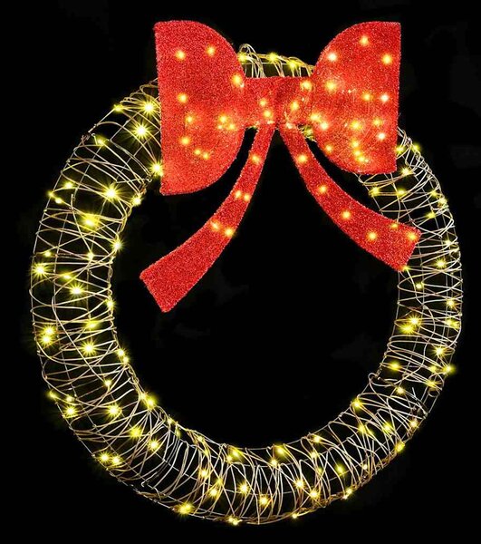 Koszorú Meleg fehér 120 x 120 x 10 cm Rattan 150 LED