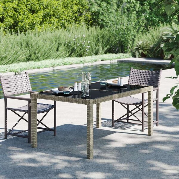 VidaXL Polyrattan Kerti Asztal - Edzett Üveg - 150x90 cm