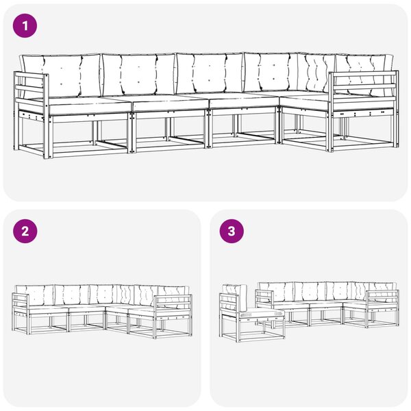 Kültéri kanapé szett párnával 5 pcs Természetes és antracit