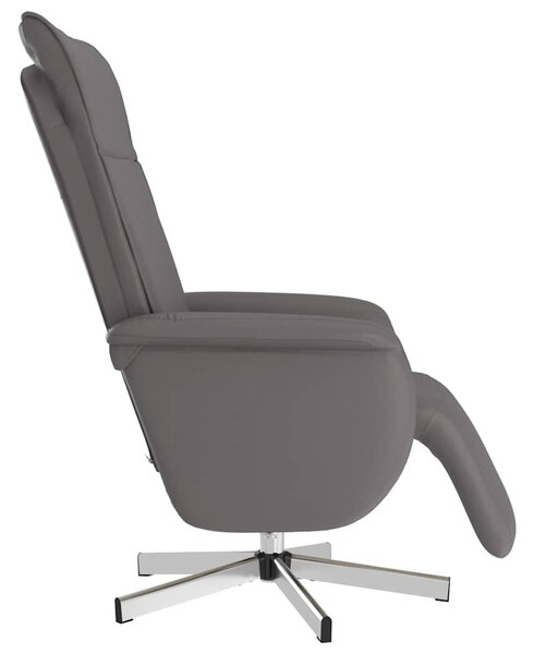 Szürke műbőr dönthető masszázsfotel lábtartóval