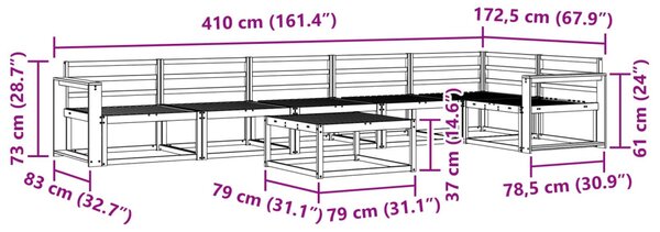 Kültéri kanapé szett 7 pcs Természetes Tömör Akácfa