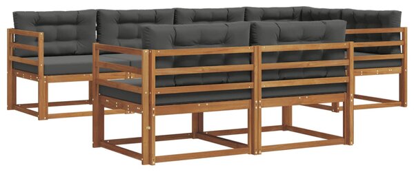 Kültéri kanapé szett párnával 7 pcs Természetes és antracit