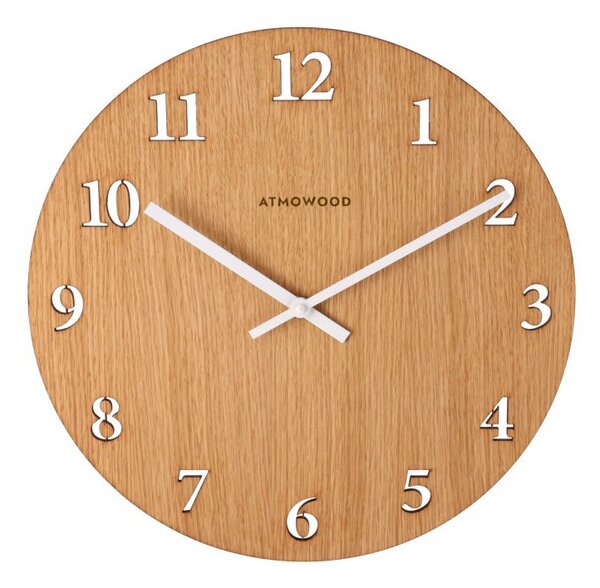 ATMOWOOD tölgyfa számlapos óra 34 cm - fehér mutatókkal