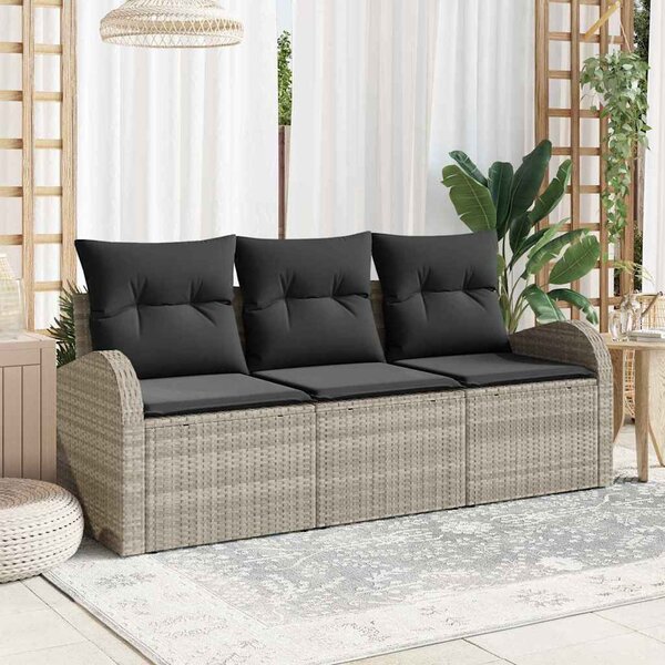 Kerti Kanapé Szett párnával 3 pcs Világosszürke Poli rattan