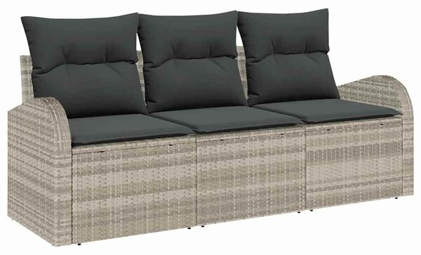 Kerti Kanapé Szett párnával 3 pcs Világosszürke Poli rattan