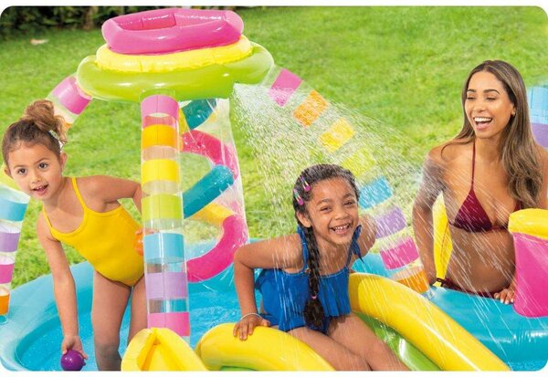 Intex 295x191x109cm felfújható Gyerekmedence - Szivárvány (56137NP) - kék