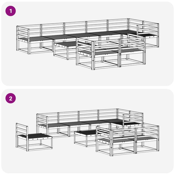Kültéri kanapé szett 9 pcs Természetes Tömör Akácfa